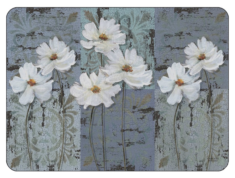 Plymouth White Poppies Placemats - Set of 6