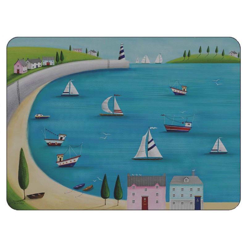 Harbour View corkbacked tablemats, nautical British sailing boats design