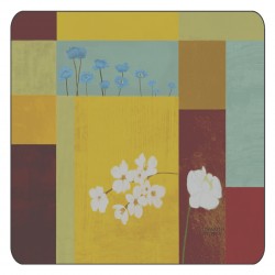 Abstract design of square corkbacked coasters with floral pattern